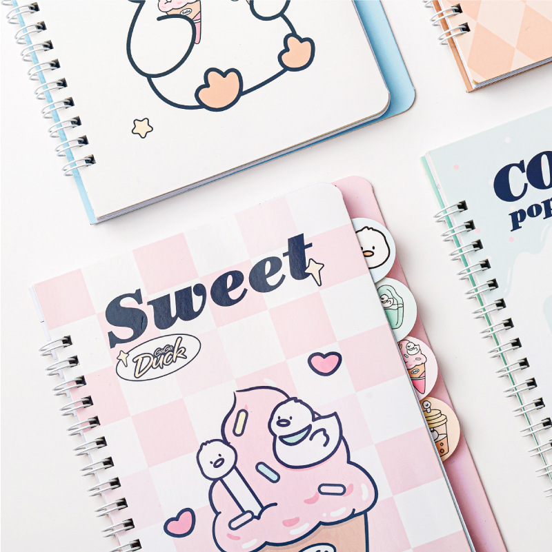 韩系少女风卡通a5线圈本学生高颜值活页本冰淇淋封面笔记本手帐本