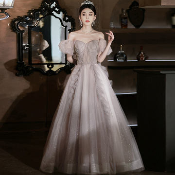 粉色晚礼服裙女高级感高端轻奢小众生日成人在逃公主法式婚纱毕业