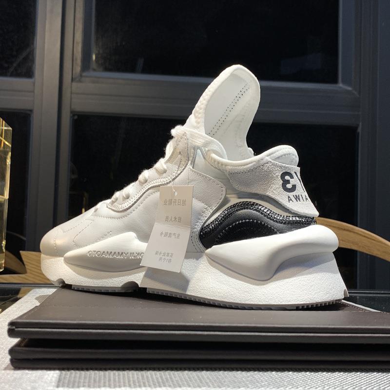 y3gzclsw四季白武士厚底男鞋真皮白色夏季低帮休闲运动透气老爹鞋