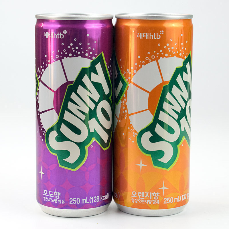 韩国进口鲜哩甜桔味葡萄味汽水250ml 碳酸饮料批发