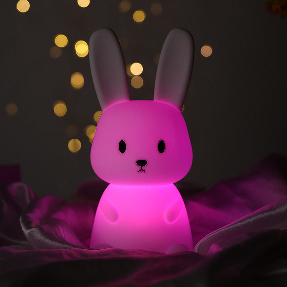 可爱萌宠兔子灯朵朵兔硅胶灯充电led小夜灯床头喂奶灯生日礼物