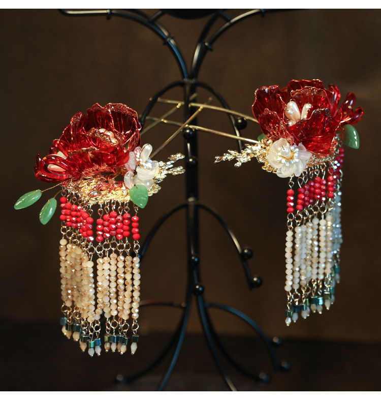 秀禾头饰新娘秀禾服古装结婚中式婚礼大气流苏凤冠步摇皇冠发饰女