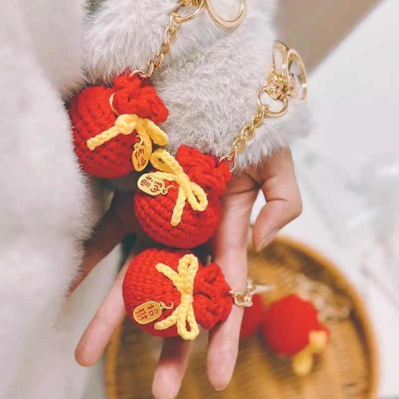 手工diy招财纳福袋挂件钩针编织材料包勾毛线新年祈福钥匙扣-阿里巴巴