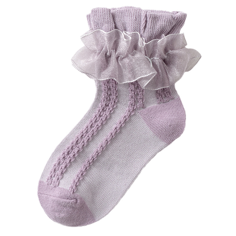 Lace Girls'socks Cotton Children's Socks Spring and Autumn Thin Summer Girl Princess White Dance Baby's Socks
