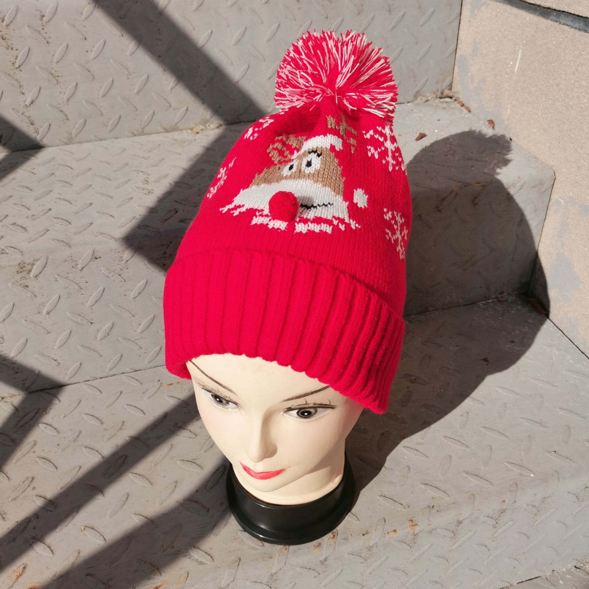 新款圣诞老人帽子欧美冬季保暖针织帽加厚麋鹿圣诞毛线帽子-阿里巴巴