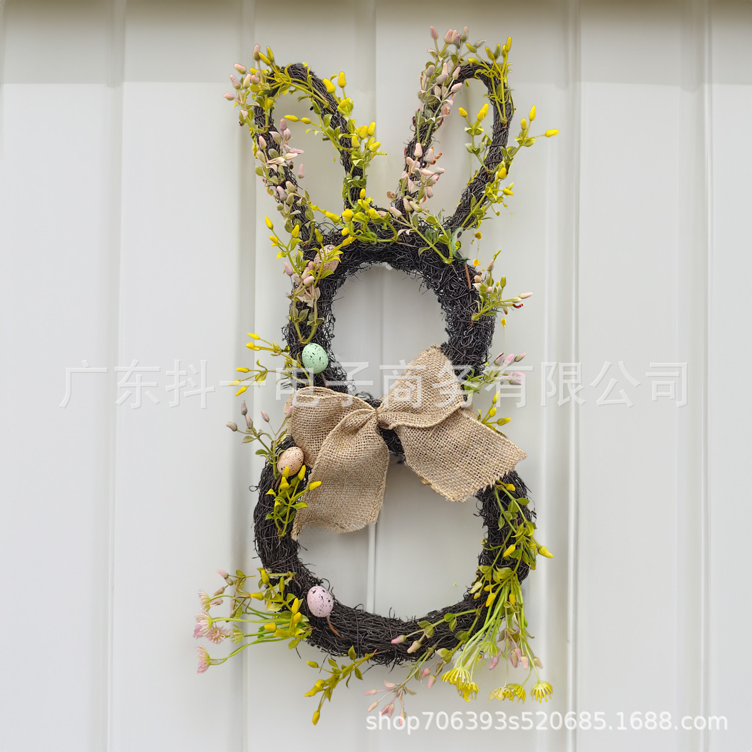 商超经典款跨境亚马逊复活节兔子彩蛋蝴蝶结摆件主题家居装饰摆件