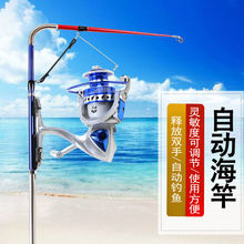 自动海竿弹簧干自动钓鱼竿带地插海竿套装抛竿甩竿弹竿自钓海竿