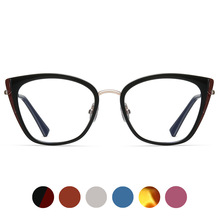 87256 TR90防蓝光眼镜欧美猫眼眼镜框金属弹簧脚全框架眼镜平光镜