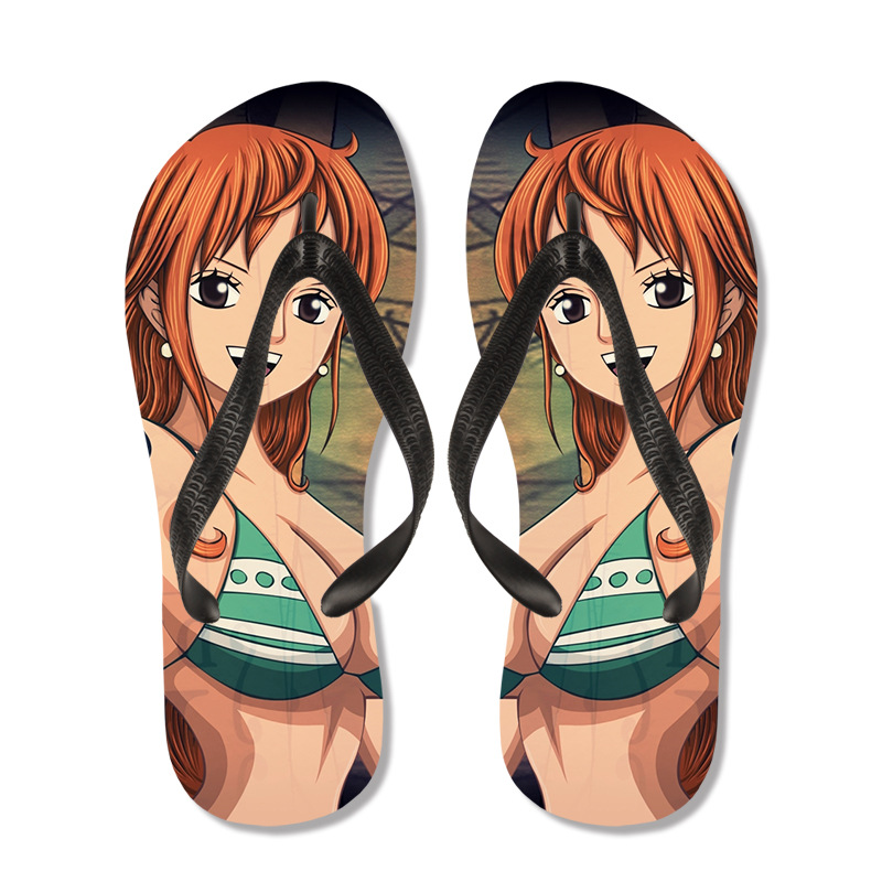 动漫拖鞋定制二次元周边夏季男女夹脚人字拖沙滩凉鞋来图定制批发