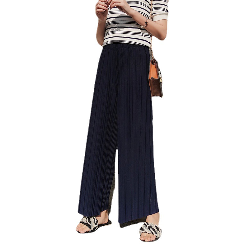 Korean Style 2020 Summer New High Waist Pleated Chiffon Wide-Leg Pants Women's Spring and Summer Cropped Student Hong Kong Style Loose Women Clothes