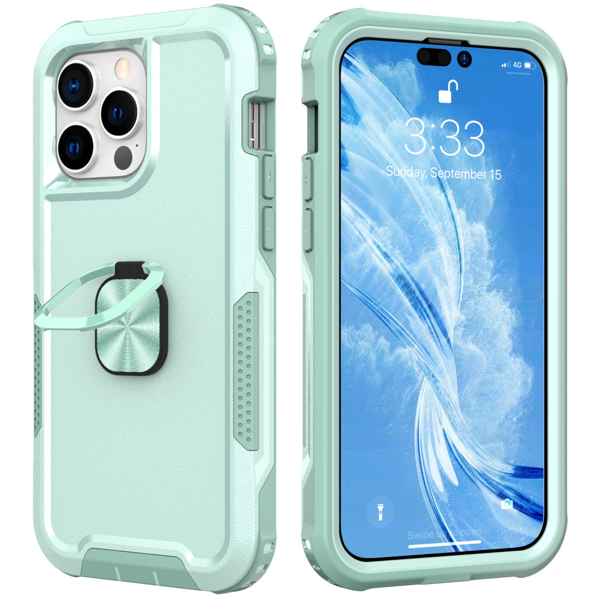 亚马逊新款适用iphone12手机壳 S22磁吸指环支架苹果15Pro防摔套