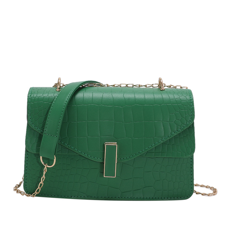 2023 Fashion All-Match Small Square Bag Women's Korean-Style Simple Crocodile Pattern Lock Women's Bag Simple Western Style Messenger Bag