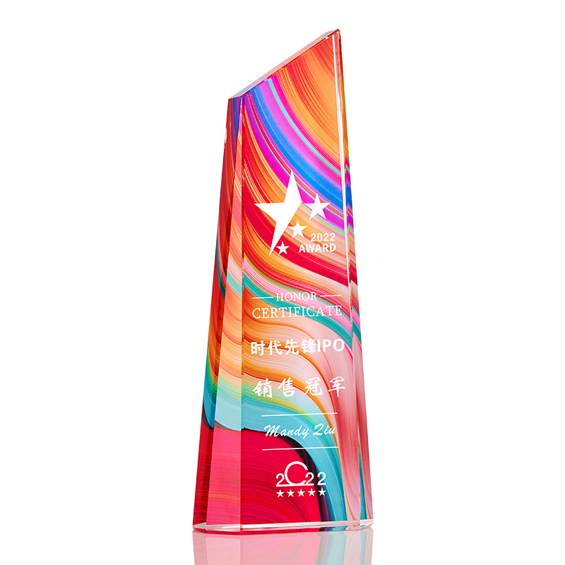 Color Printing Crystal Trophy Making High-End Creative Trophy Medal Lettering Annual Meeting Outstanding Staff Honor Award Commemorative