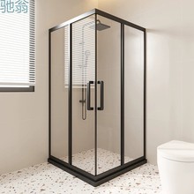 wsrL型现做极简直角淋浴房洗澡隔断干湿分离厕所卫生间沐浴玻璃移