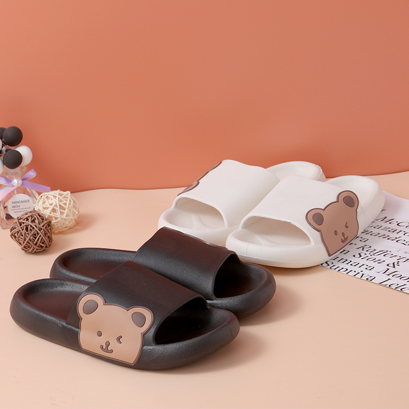 Side Bear Slippers Female Summer Side Bear Poop Feeling Sandals Cartoon Cute Home Mop Student Couples Flip-Flops