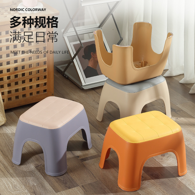 Nordic Simple Plastic Stool Thickened Children's Stool Sofa Ottoman Shoes Changing Household Low Stool Baby Small Bench