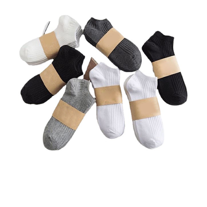 Solid Color Socks Men's Deodorant Summer Thin Men's Socks Socks Black and White Athletic Socks Low Cut Sweat-Absorbent Boat Socks Trendy