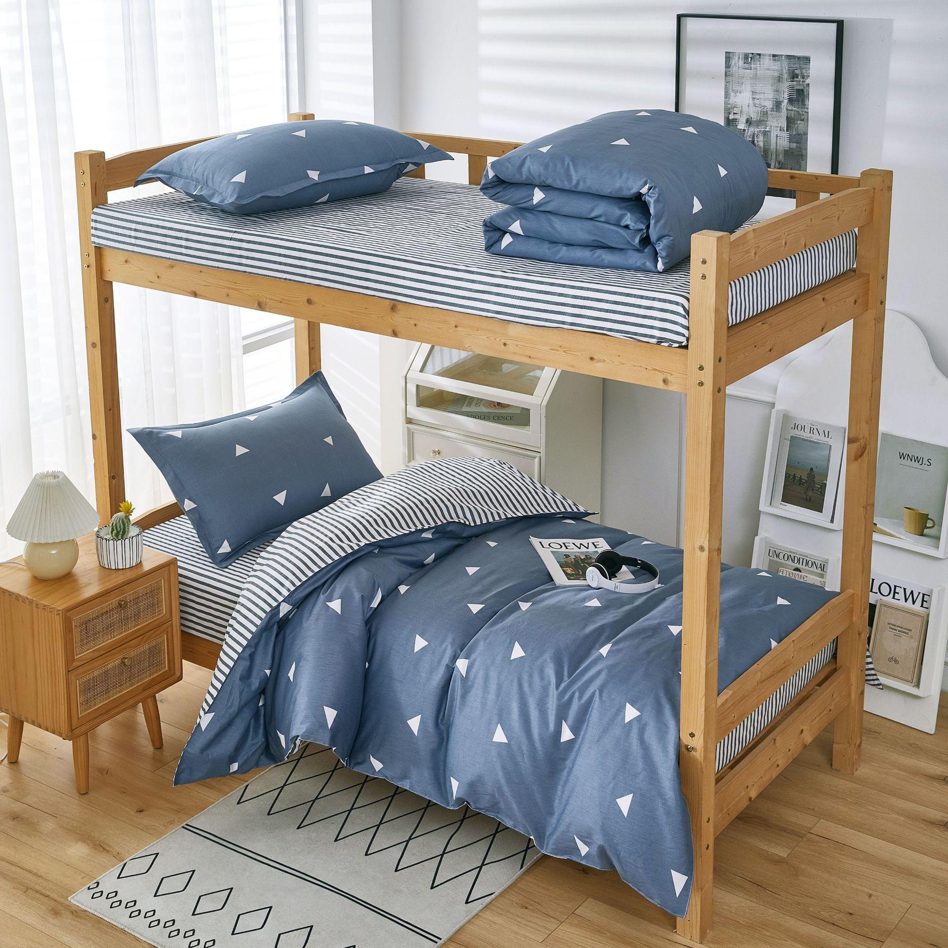 全棉学生宿舍三件套床上用品全棉床单被套单人床