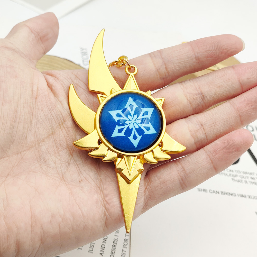 游戏动漫周边原神神之眼钥匙扣 优菈冰元素挂件 卡通双面夜光吊坠