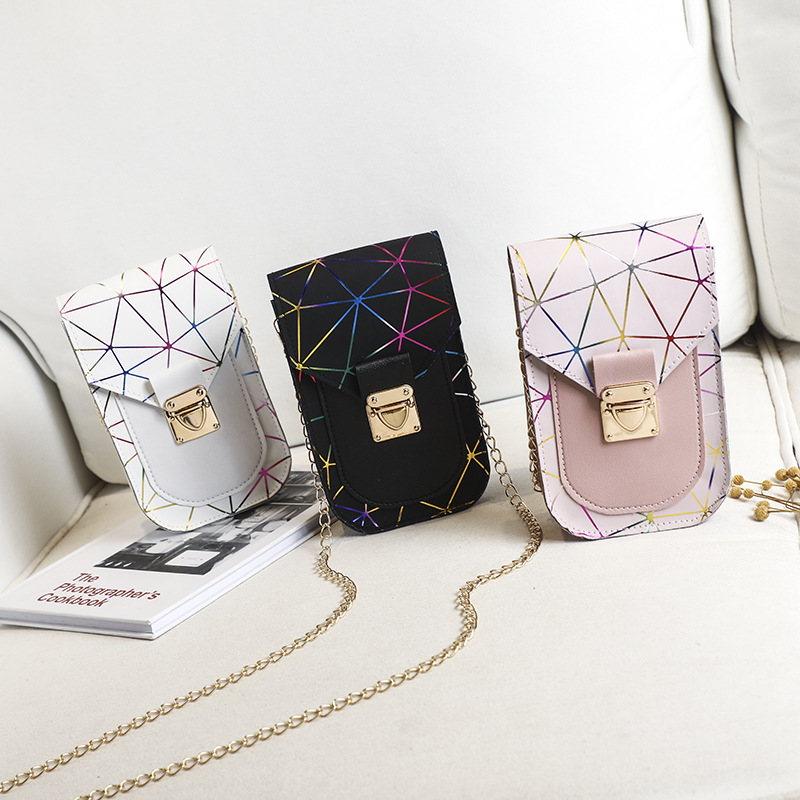 Women Bags Laser Mobile Phone Bag 2022 Minority All-Match Textured Chain Bag Coin Purse Foreign Trade Delivery Small Bag