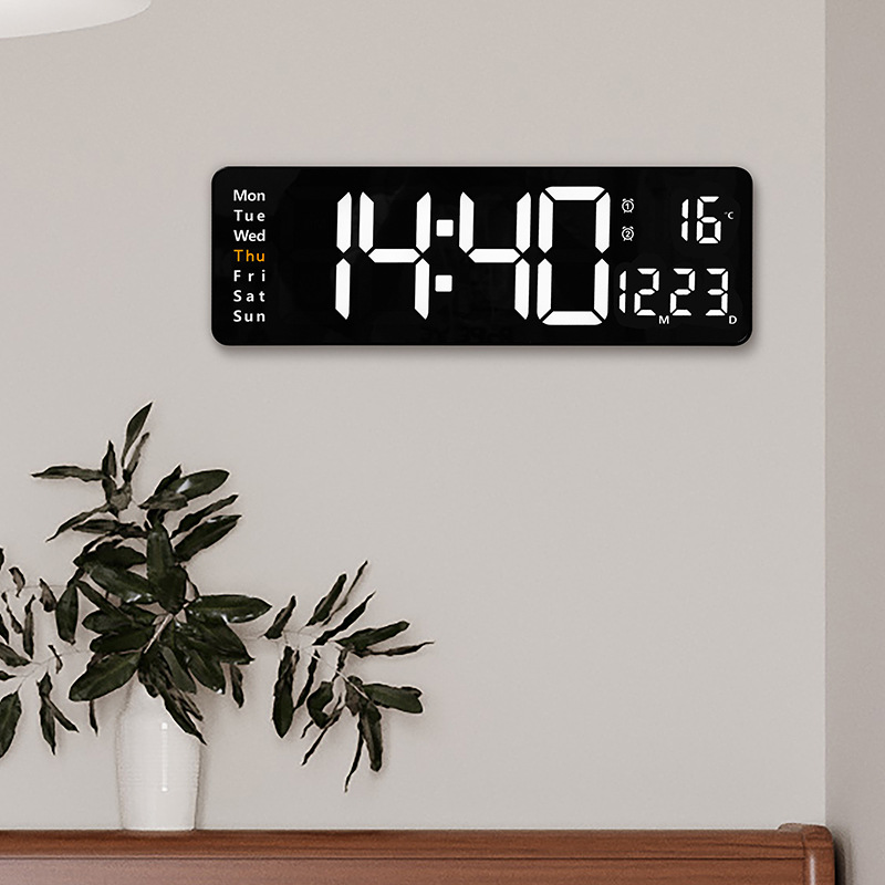 16-Inch Large Screen Function Lcdclk Nordic Digital Clock Simple Living Room Wall Clock LED Wall Clock 6626