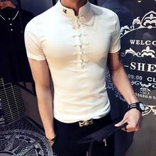 夏季中国风男装立领T恤短袖紧身体恤社会青年精神小伙潮夜店衣服