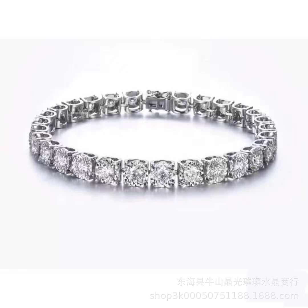 莫桑石手链女款 满钻牛头钻石手链 白金手链超闪d色vvs1钻石首饰
