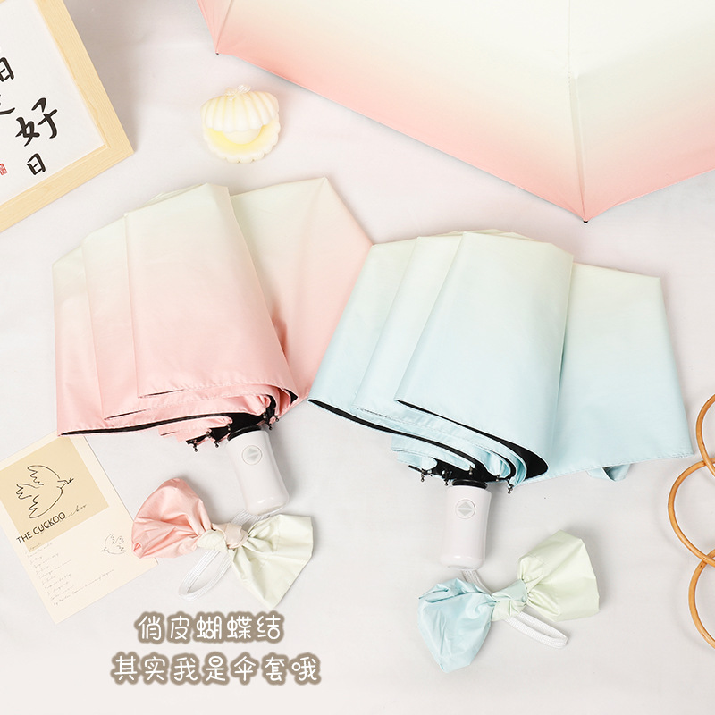 xiaohongshu same style gradient self-opening umbrella sun protection uv protection rain dual-use folding umbrella wholesale printed logo umbrella