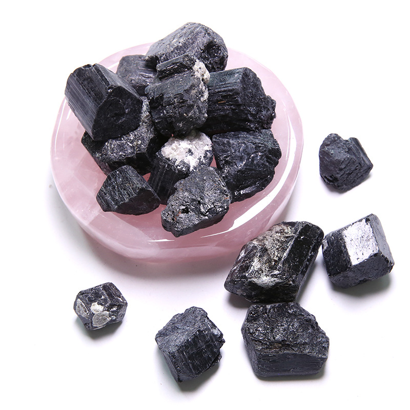 天然水晶黑碧玺原石碎石 香薰石扩香石饰品摆件厂家批发