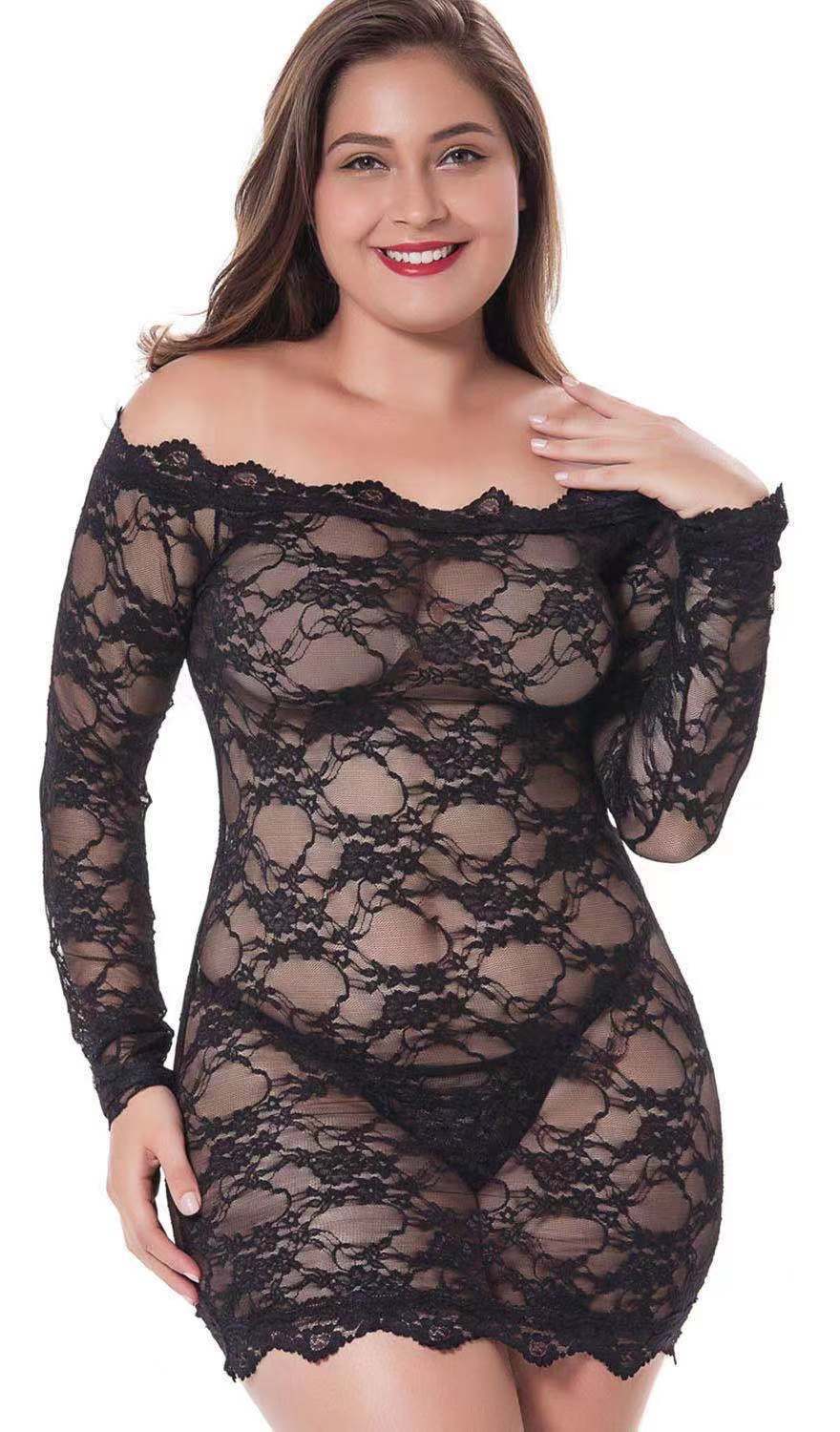 Cross-Border Sexy Lingerie Wholesale European and American Sexy Pajamas off Shoulder Dress Sheath Sexy Underwear D118