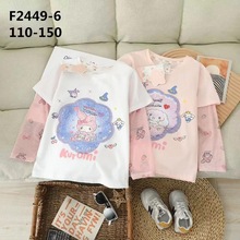 24夏季新款韩版小黄鸭童装字母贴布绣花女童短袖库洛米刺绣儿童长