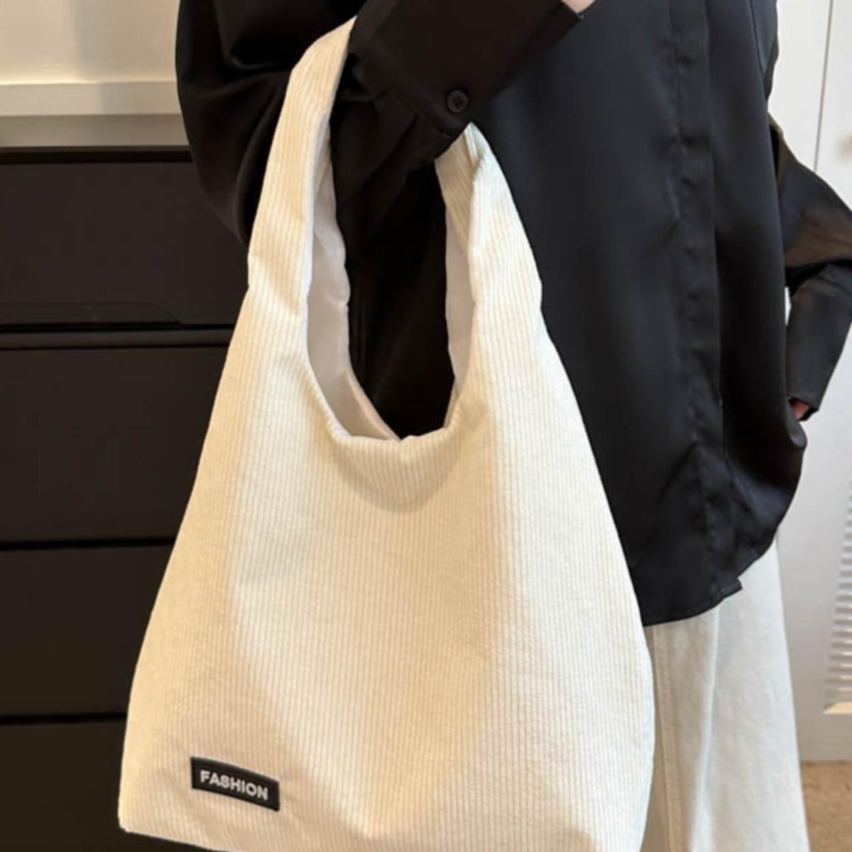 帆布包ins韩风大容量纯色简约包包2024新款手拎大学生上课单肩包