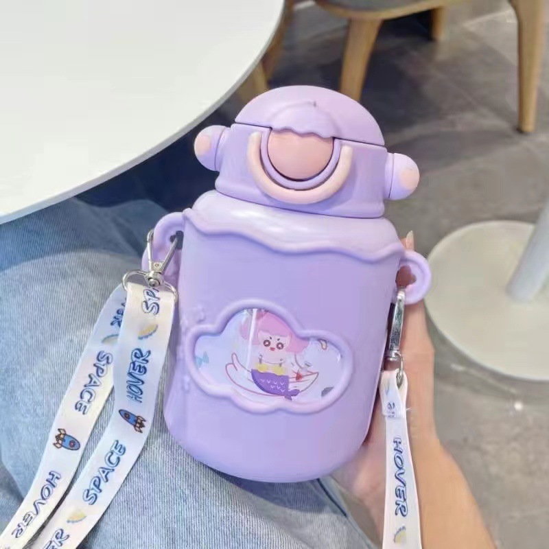 Factory Wholesale Children's Thermos Mug Cartoon Straw Cup Student Water Cup Portable Anti-Fall Baby Water Glass