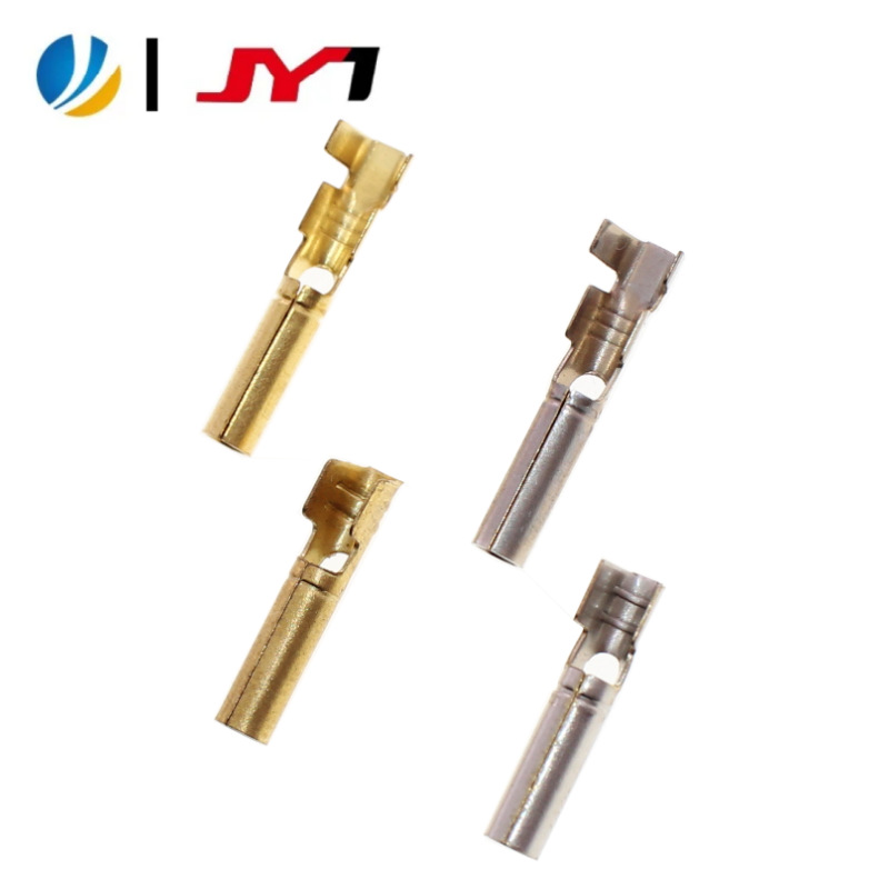 聚盈黄铜镀镍2.5插针公针防水连接器电源单铆双铆压2.5铜管端子