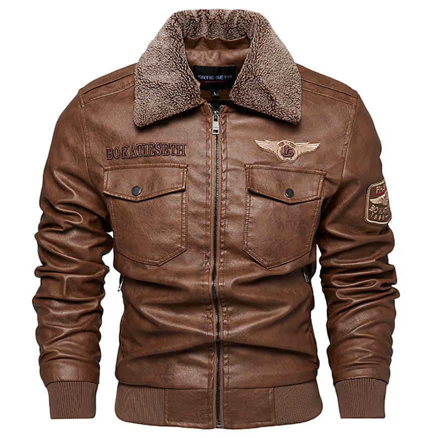 Cross-Border Amazon Men's Leather Coat Men's Autumn and Winter Korean Slim Trendy Handsome Motorcycle PU Leather Jacket Men's Clothing