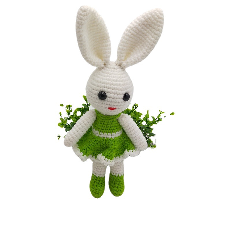 源头创意玩具可爱兔子针织玩偶毛线玩具公仔摆件编织工艺品