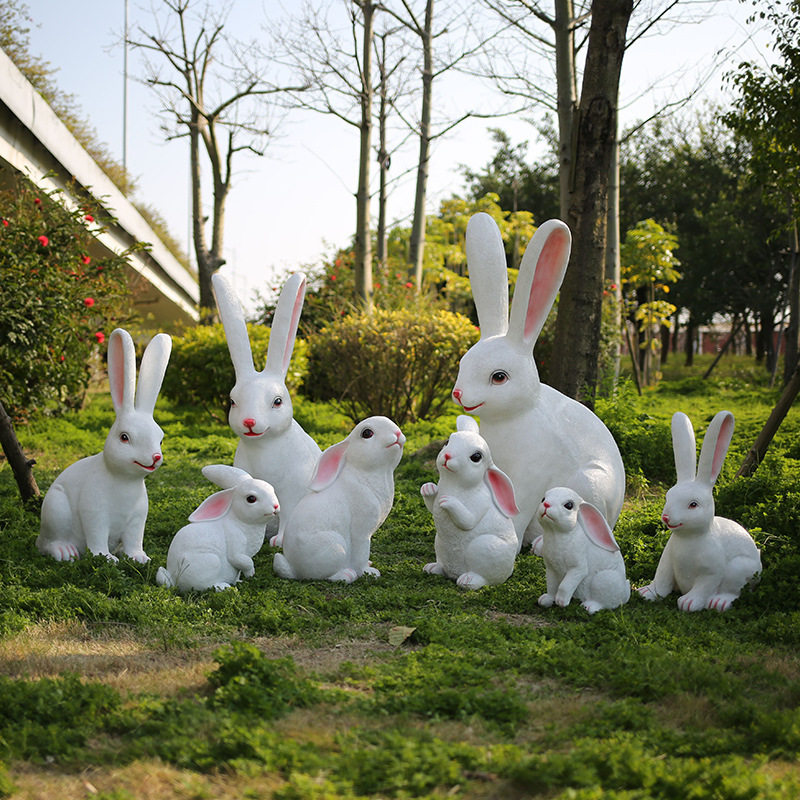 庭院草地玻璃钢卡通仿真兔子摆件花园别墅公园林景观装饰假山雕塑