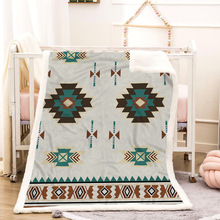 跨境波斯几何图案羊羔绒毛毯双层毛毯夏日空调毯客厅沙发午睡盖毯