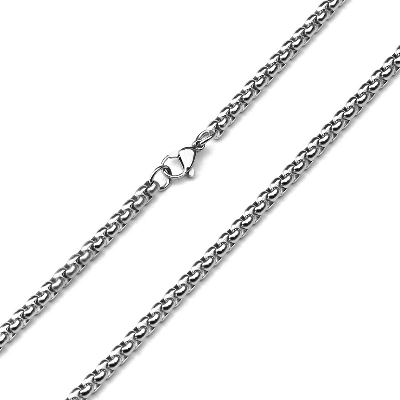 Stainless Steel Square Pearl Chain Necklace Wholesale Titanium Steel Ornament Non-Fading Thick Straps DIY Accessories Men's Dragon Snake Bones Chain