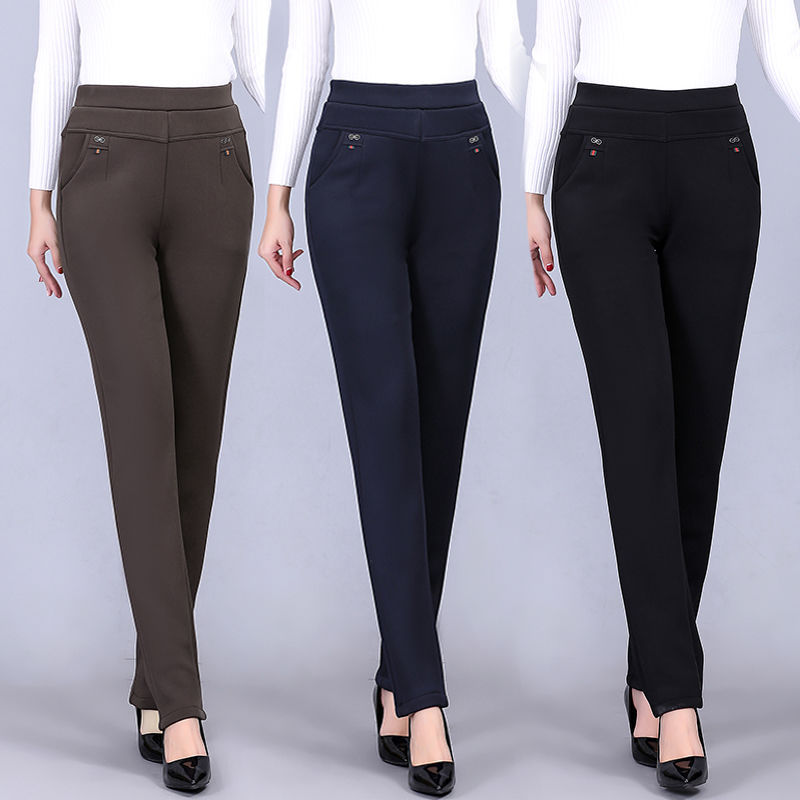 中老年妈妈裤子2024新款春秋老年人直筒宽松紧腰外穿中年女裤大码