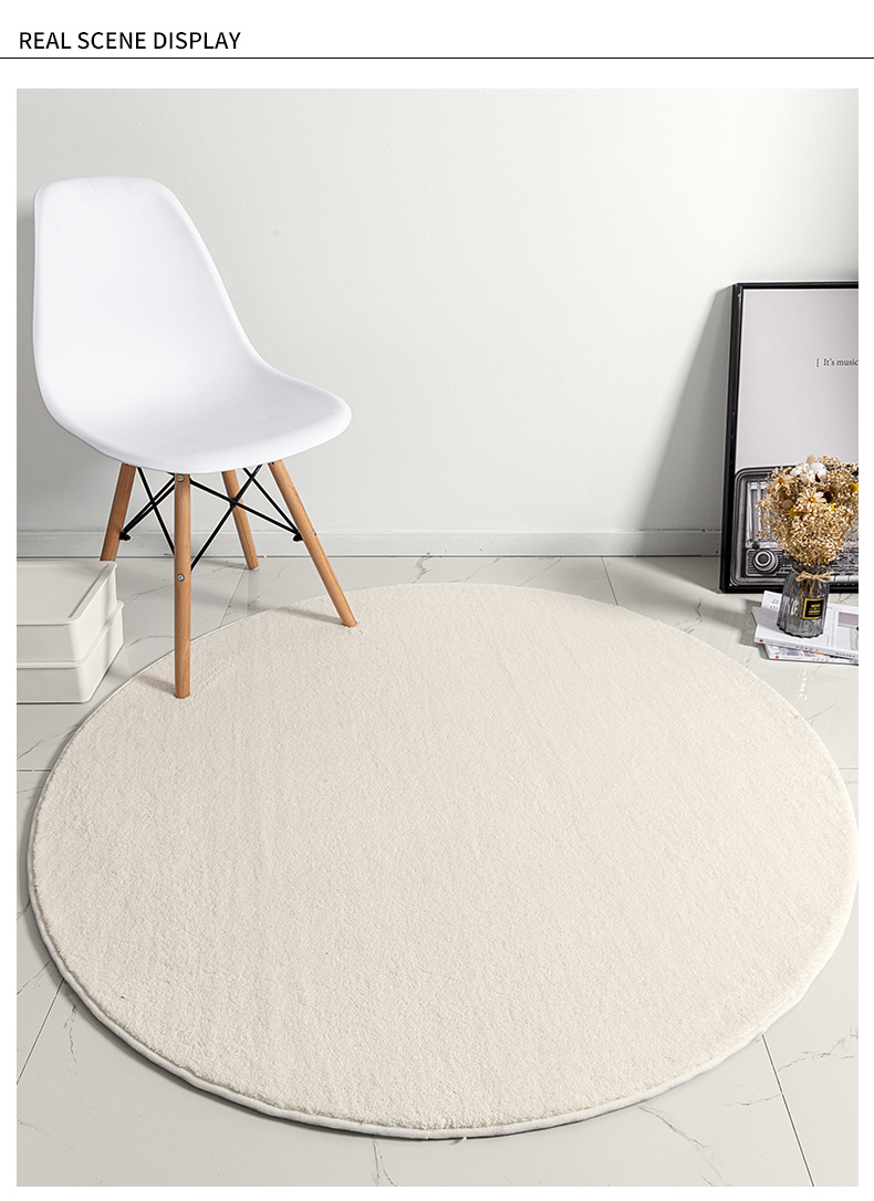 纯色简约椭圆形地垫卫生间浴室门口吸水脚垫影棚拍摄道具白色地毯