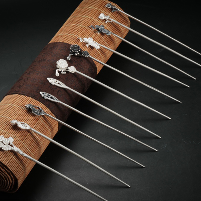 纯银999足银发簪女年轻款中式古风国潮汉服银发饰纪念礼物-阿里巴巴