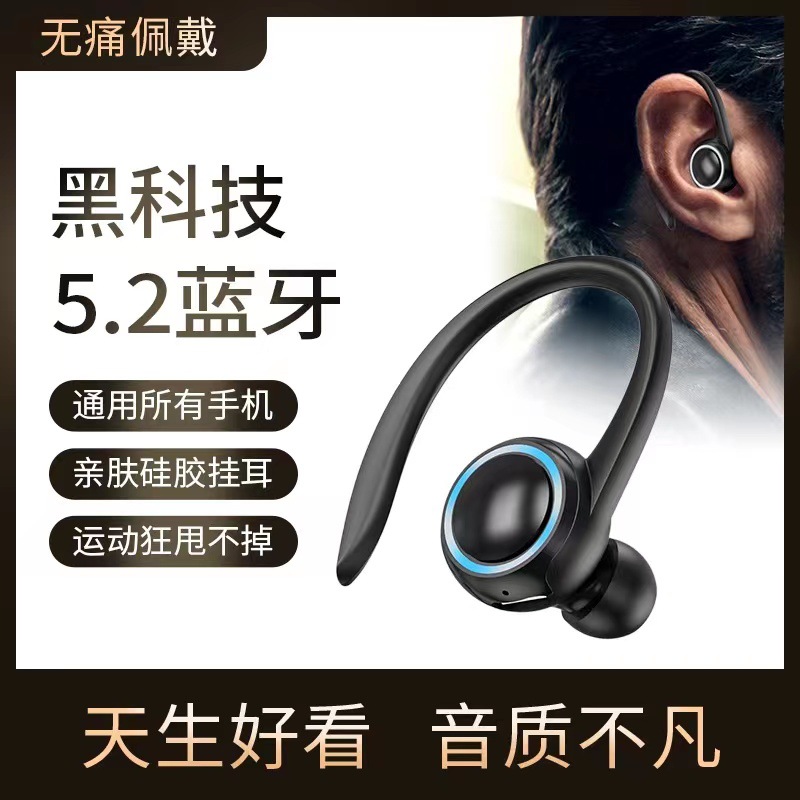 New Private Model T10 Wireless Bluetooth Headset Ear Hanging Mini Sports Waterproof and Noise Reduction 5.2 Business Bluetooth Headset