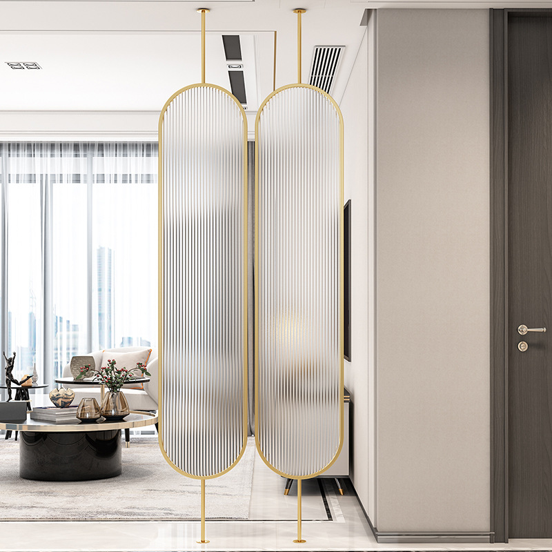 北欧钢化玻璃屏风小户型客厅轻奢玄关样板房可旋转半透明遮挡屏风