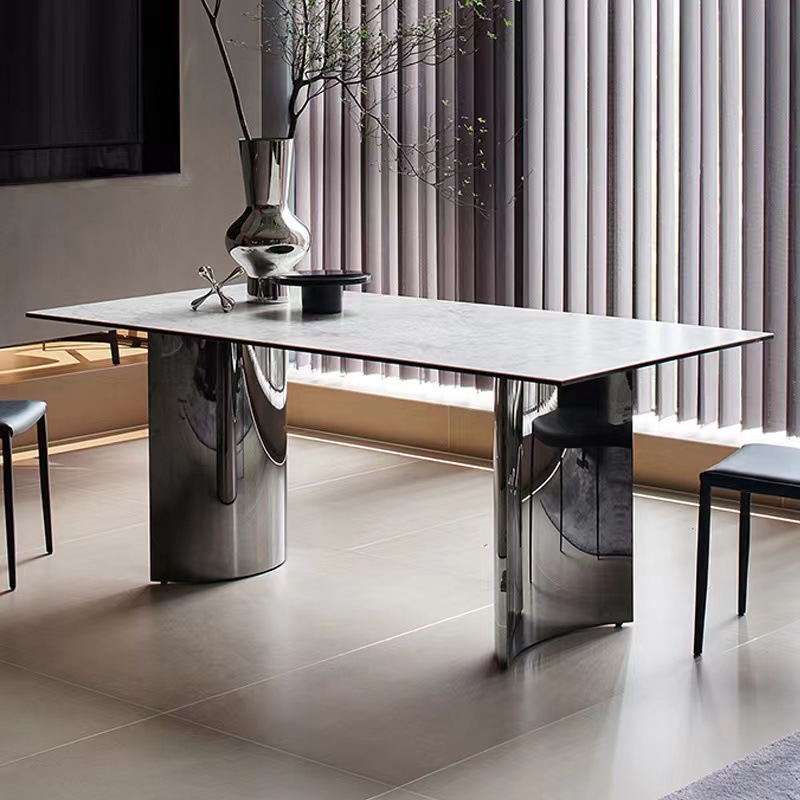 德利丰岩板餐桌意式长方形餐台现代简约家用别墅高端设计师款桌子