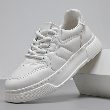 男士皮鞋真皮牛皮白色板鞋男款潮鞋欧洲站男鞋休闲厚底百搭小白鞋