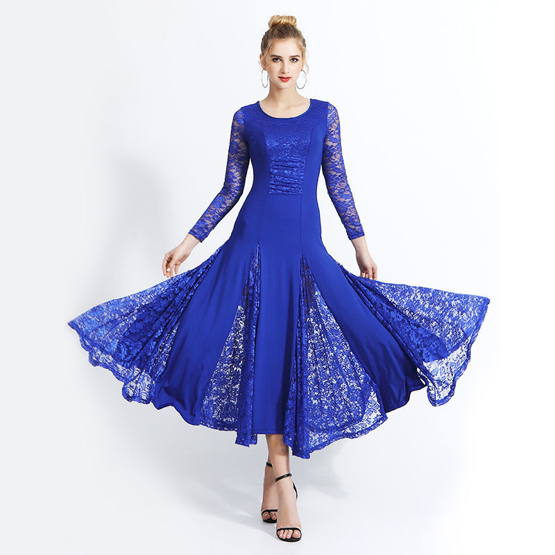 比赛演出服摩登舞裙新款国标舞长裙交谊舞大摆连衣裙