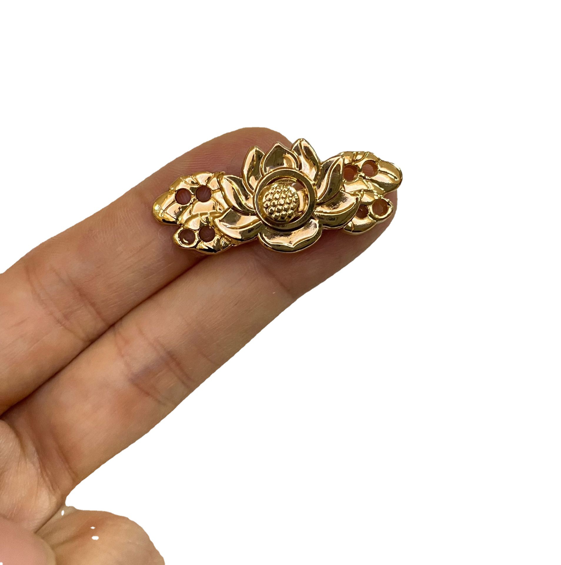 批发汉服明制旗袍子母扣中国风复古金属莲花纽扣盘扣云肩披肩对扣