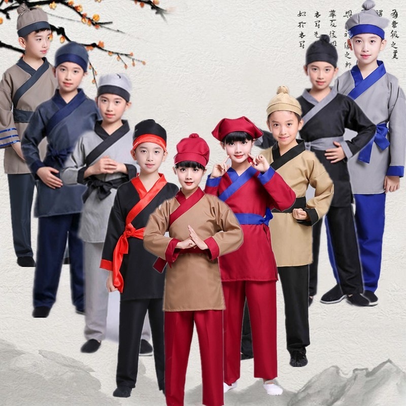 六一儿童古装演出服古代店小二平民百姓衣服小学生酒店工作表演服