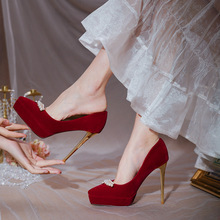 媚爱婚鞋 防水台婚鞋秀禾高跟新款红鞋女礼服鞋结婚鞋子新娘鞋